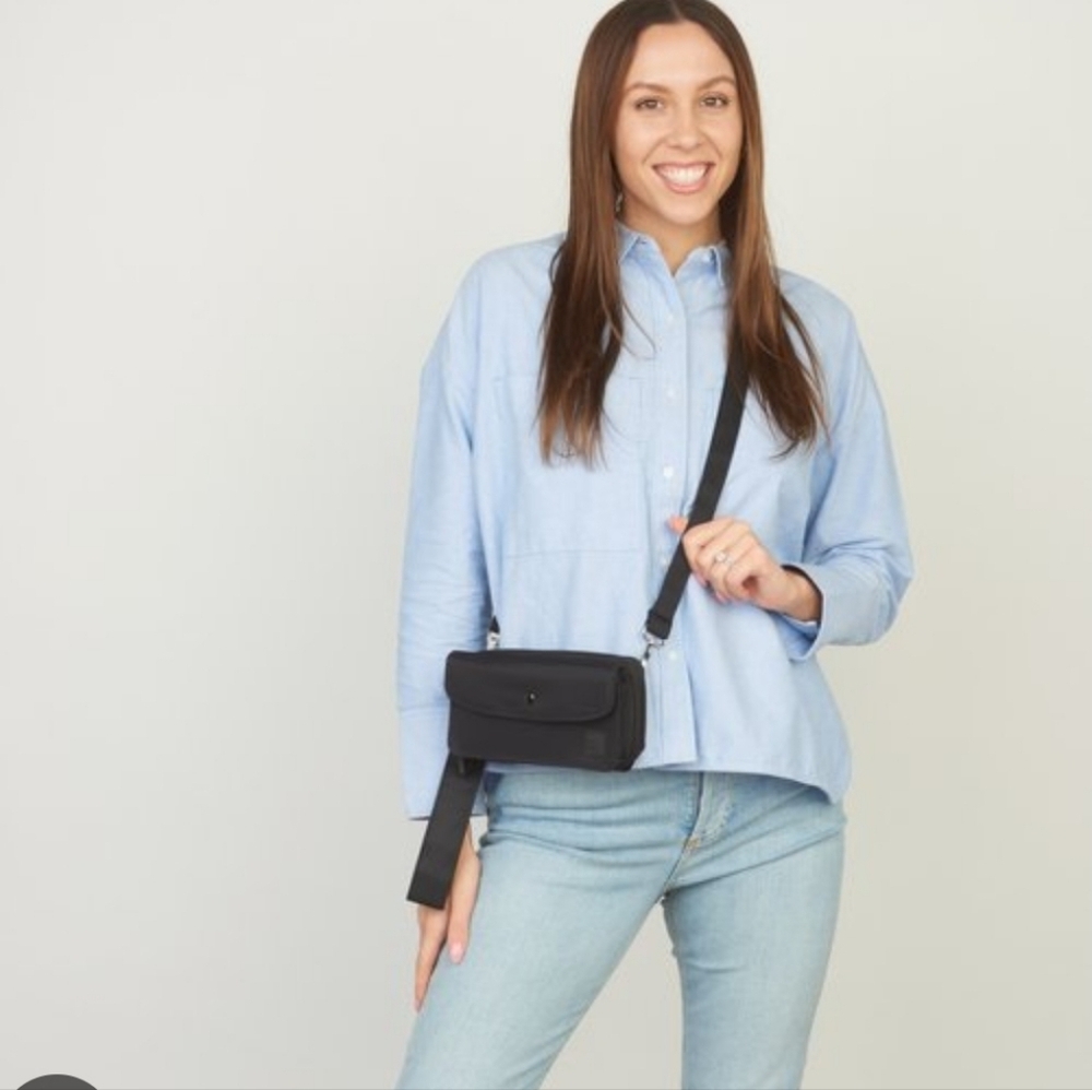 NEW! IHKWIP Convertible Wear Everywhere RFID Wallet Crossbody Bag Handbag Black